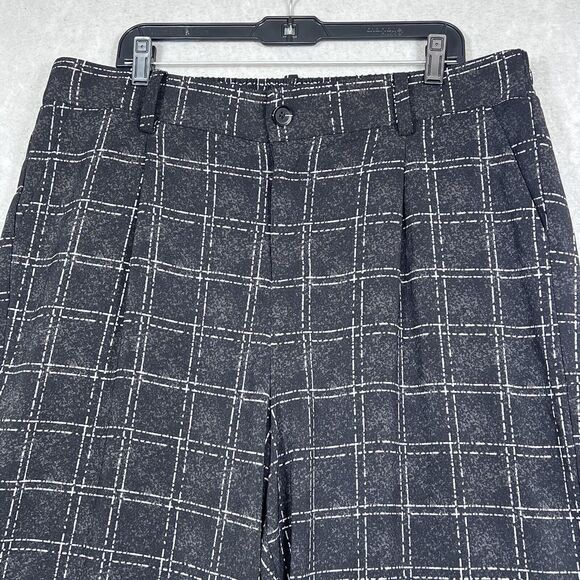 Torrid Pants Womens Size 18 Black White Plaid Flat Wide Crepe Ink Dot Pockets - Picture 2 of 10